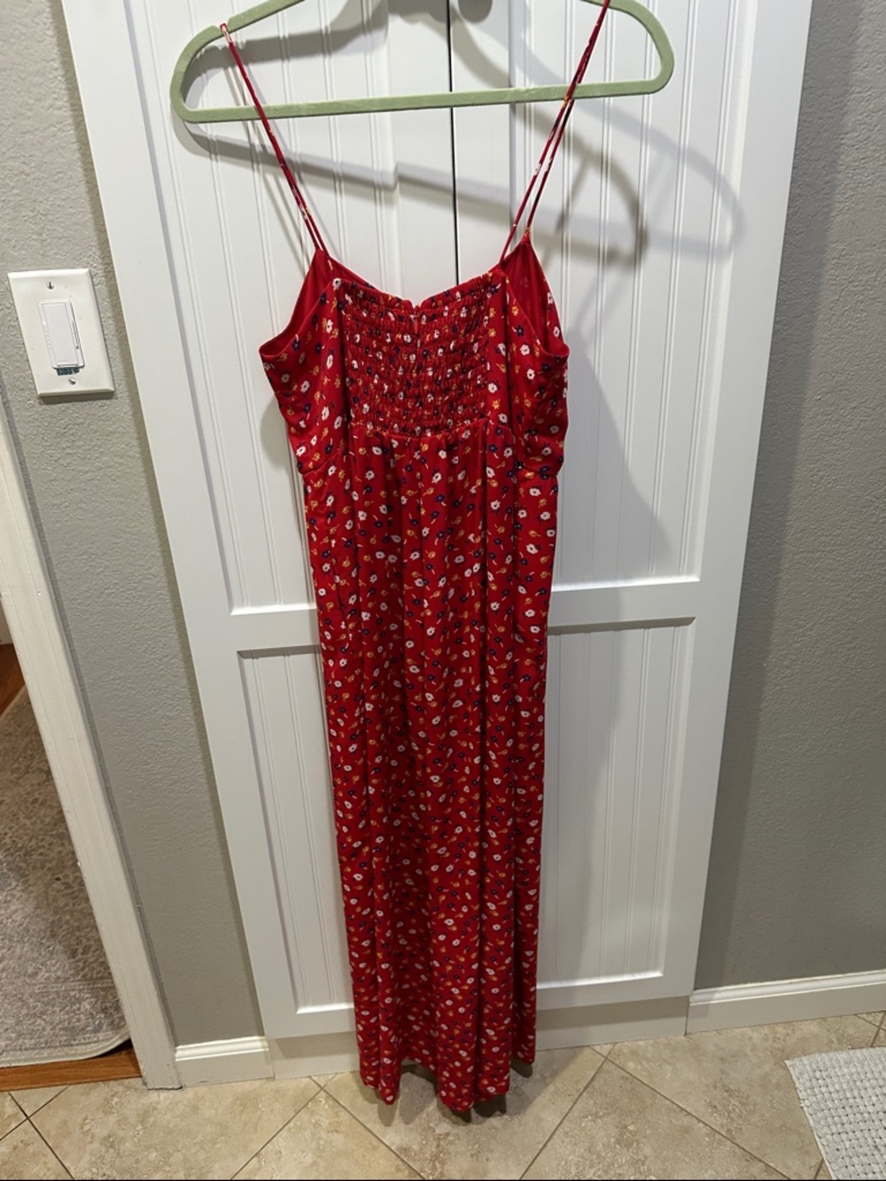 Madewell Red Floral Spaghetti Strap Jumpsuit - Picture 3 of 4